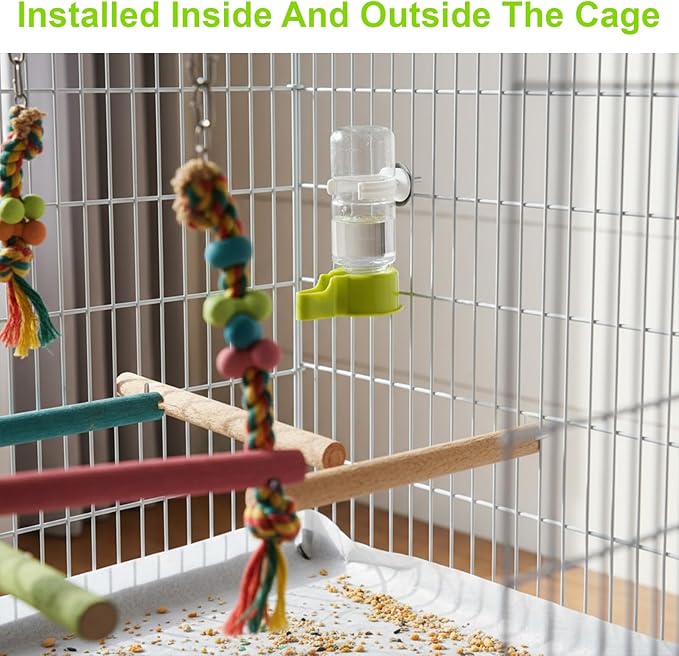 Bird Water Dispenser for Cage Automatic Bird Cage Water Dispenser 2pcs 4.73 Fl Oz Birds Water Feeder for Cages Plastic No Mess Suspended Birds Bottle No Drip for Budgie Conure Lovebirds Cockatiel
