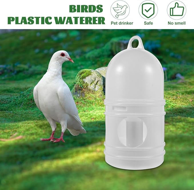 Zerodeko 2pcs Pigeon Water Dispenser, Bird Waterer for Cage, Odorless Plastic Automatic Drinking Feeder for Pigeons Doves Parakeets Easy to Clean