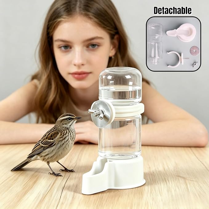 Bird Water Dispenser, Bebederos para Pajaritos, Automatic Parakeet Water Dispenser Feeder for Birds, 140 mL Water Capacity