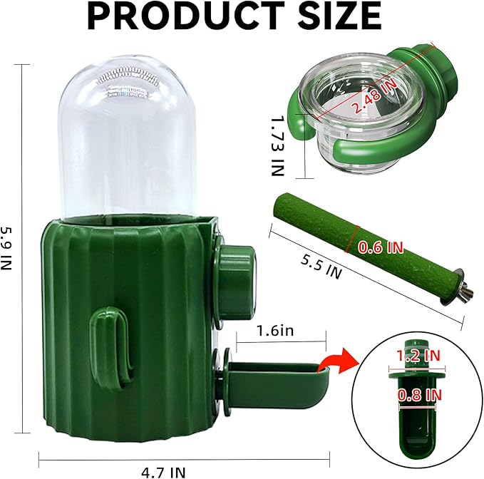 Parrot Water Feeder Bird Water Bottle Parrot Food Feeder with Perch Stand Bird Cage Accessories for Parakeet Budgie Lovebirds Cockatiel