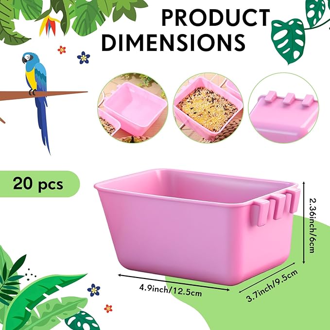 Maxdot 20 Pcs Chicken Water Feeder Cups 16 oz Pigeon Bird Feeder Cups Hanging Cage Chicken Water Cup for Pet Parrot Rooster Parakeet Bunny Gamefowl Poultry Wire Hutch(Pink)