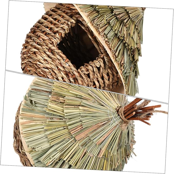 LIOOBO Garden Use Straw Woven Bird House Decorative Parrot Nest for Outdoor Indoor Use Durable Wear Resistant Chic Style Provides Shelter from Elements for Bird Breeding
