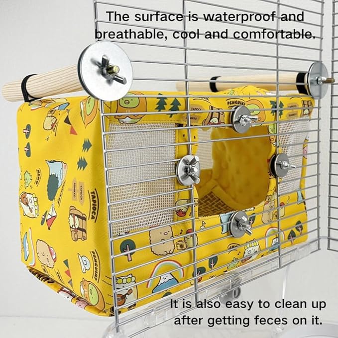 Large Spring Summer Breathable Bird Nest House, Bird Bed for Cage, Parrot Nest Snuggle Shed Hut for Four Seasons, Easy to Install for Quaker Lovebirds (Small,Green)