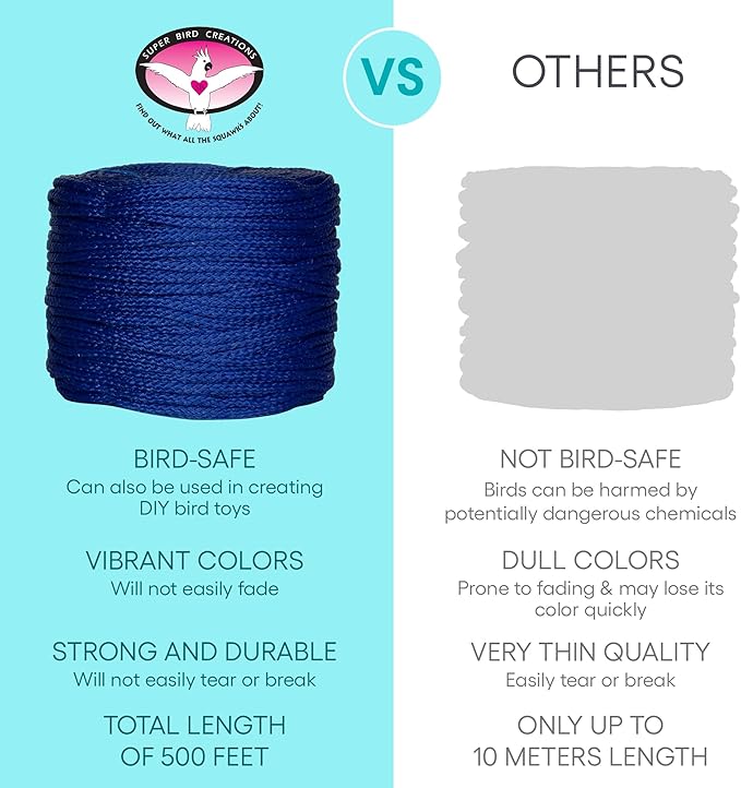 Super Bird Creations SB50029 Braided Polly Rope - Ideal for Making Bird Toys & Crafting - Hollow & Polyethylene Rope, 1/8" Diameter & 500 Meters Long - Vibrant Orange