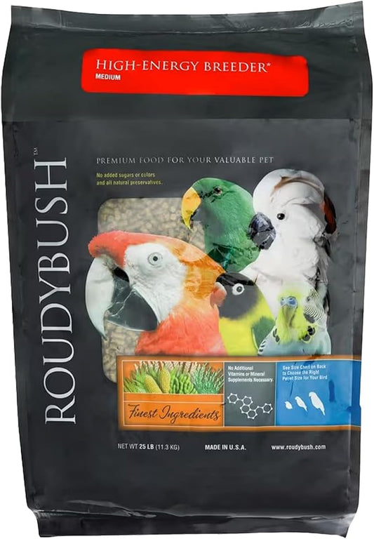 Roudybush High Energy Breeder Food for Breeding & Weaning Birds-Scientifically Formulated Bird Feed-Bird Food Pellets w/ Corn, Wheat, Soy - Nutritious & Healthy Feed for Birds (Medium, 44oz)