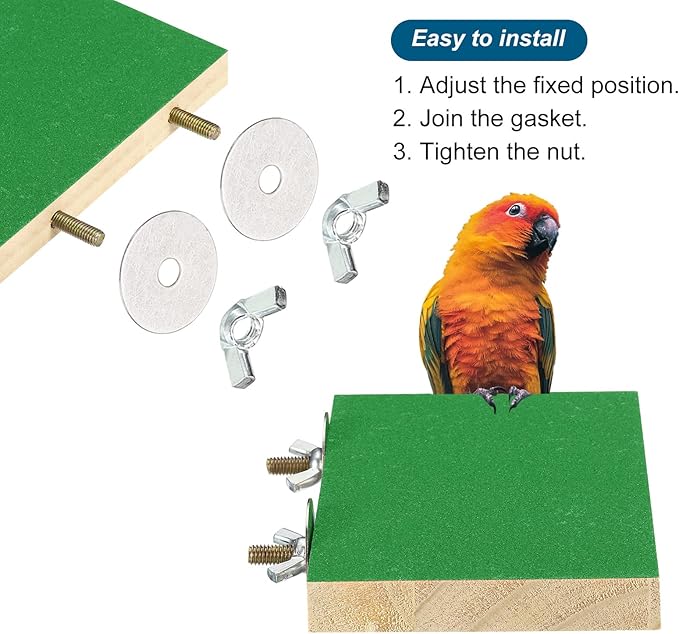 PATIKIL Bird Perch Stand Platform, 2 Pack Parrot Stand Platform Playground Paw Grinding Clean for Parakeet Cockatiel Cage Accessory, Green