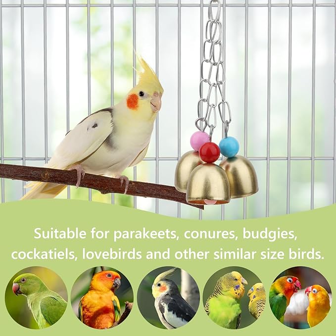 Hypeety Bird Bell Toy Cage Toys Parrot Macaw African Greys Amazon Parakeet Cockatiels Cage Hanging Swing Toys (7.87"/20cm)