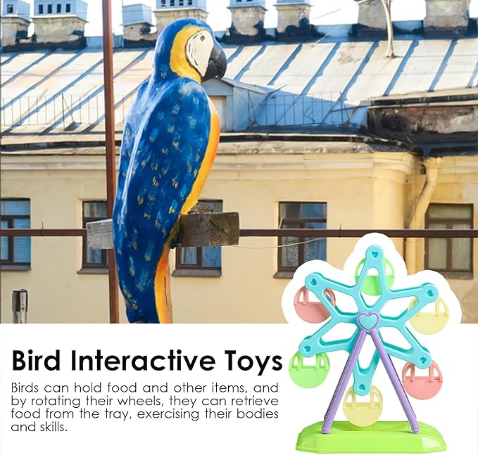 Parakeet Feeder, Bird Ferris Wheel Toy, Bird Toys for Parrots, Rotating Perch Foraging Interactive Feeder for Brain Game Smaller Bird