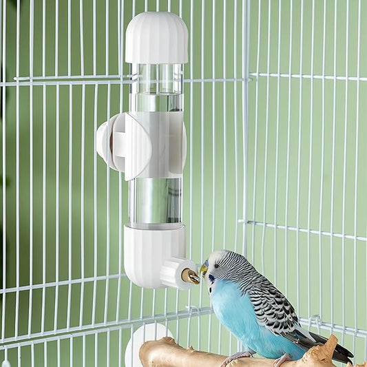AOTU 9.4 Fl Oz Bird Water Dispenser Automatic Bird Water Feeder for Cage with Spring Valve, Conure Cage Accessories for Cockatiels Budgies African Grey Amazon Lovebirds Canary (White, 9.4 fl oz)