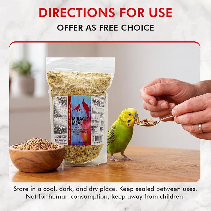 Morning Bird Miracle Meal 6 lbs. (4 Pack 1.5 Each) – Vitamin Fortified Soft Bird Food for Birds - All-Natural No Artificial Dyes, Flavors or preservatives - Supports Feather Strength & Breeding