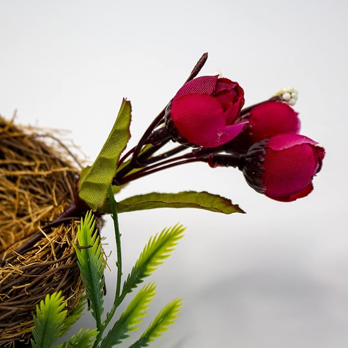 Berfutall-Easter Artificial Nest Natural Bird Nest Kit Includes Artificial Twig Nest, Fake Foam Feather Birds, Foam Eggs Ornaments for Crafts Home Party Decor