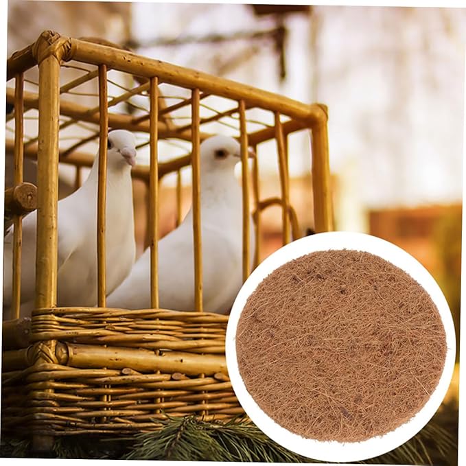Coconut Fiber Nesting Pads 10Pcs Round Bird Nest Mats for Pigeons Parrots and Chickens Soft Egg Breeding Substrate Comfortable Pet Resting Mat