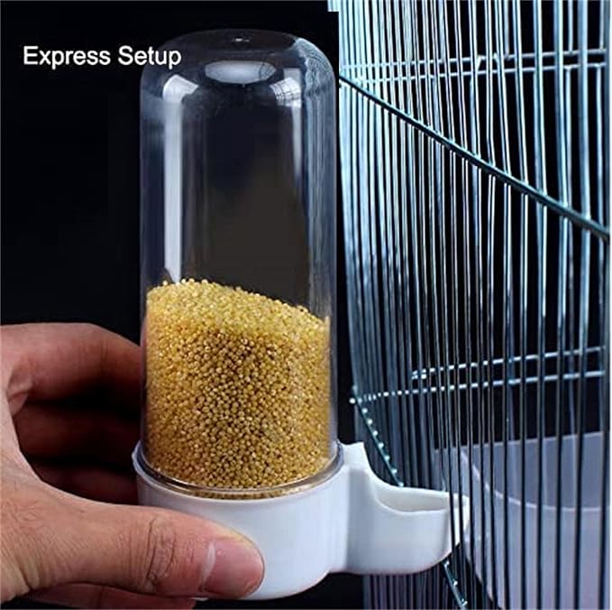 2PCS Bird Food Water Dispenser Bird Water Bottle Automatic Waterer Feeder Parakeet Waterer Cockatiel Cage Accessories (White)