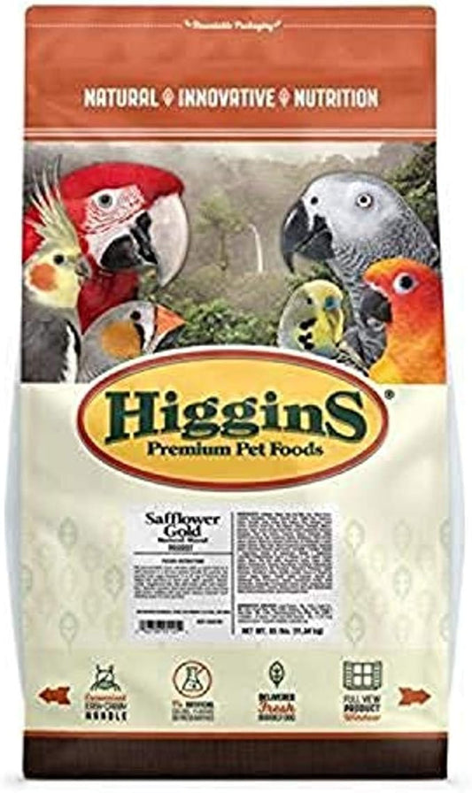 Higgins Safflower Gold Food For Parrots, 25-Pound