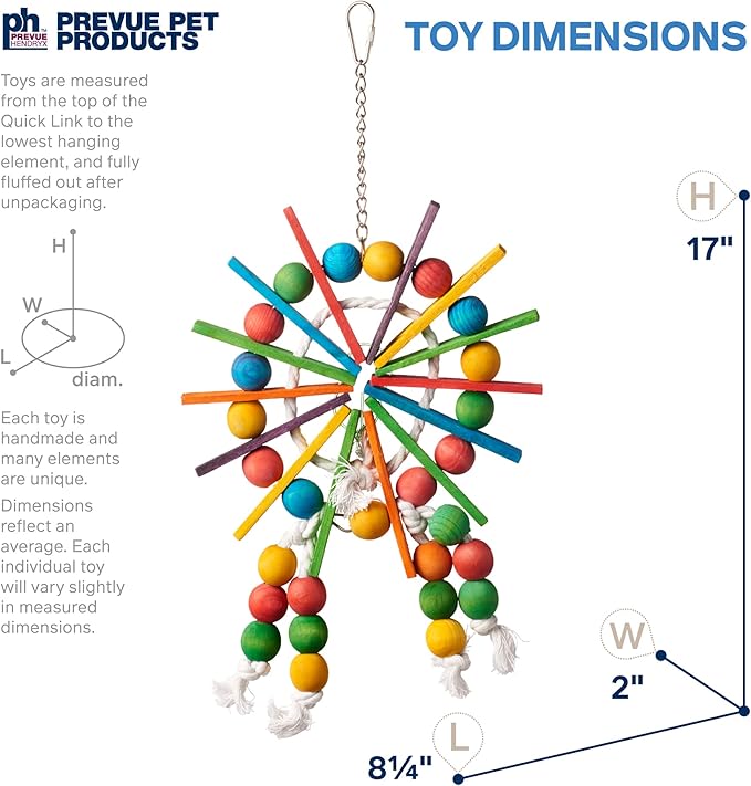 Prevue Pet Products Bodacious Bites Ferris Wheel Bird Toy - Accessories for Parakeets, Conures, Cockatiels, and Small to Large Birds, Hanging Cage Toy for Climbing, Chewing, and Beak and Foot Exercise