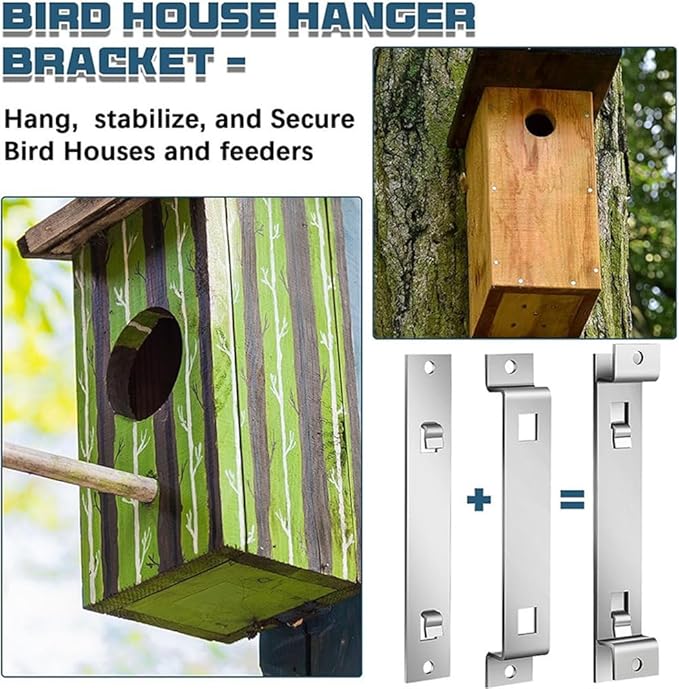 1Sets Bird House Hanger Bracket Stable Rust Proof Galvanized Steel Bird House Mounting Bracket for Securing Bird Houses, Silver
