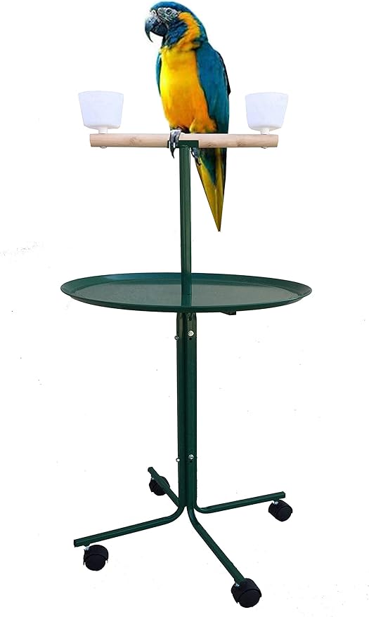 Large 23" Play T-Stand Perch Metal Base Parrot Bird Cage Amazon African Grey Macaw Cockatoo (23", Green)