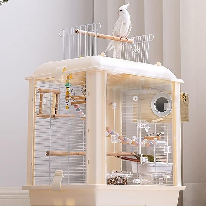 Hiceeden 2 Pack Parakeet Nest Box, Natural Wood Bird Nesting Box, Small Bird House Breeding Box for Budgie Lovebirds, Cockatiel, Parrots Mating, Aviary, 7.7×4.7×4.7 Inches