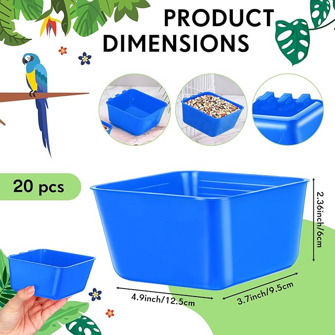 Maxdot 20 Pcs Chicken Water Feeder Cups 16 oz Pigeon Bird Feeder Cups Hanging Cage Chicken Water Cup for Pet Parrot Rooster Parakeet Bunny Gamefowl Poultry Wire Hutch(Blue)