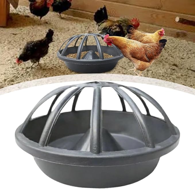 Chicken Feeder Bird Feeding Bucket,Animal Husbandry Supplies,Goose Feeder Dispensing Feed Tray,Large Capacity for Chook Hen, 12 Holes