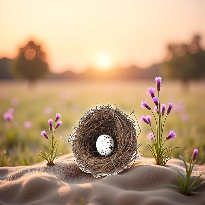 Birds Nest Easter Rattan Nest Decorating, Artificial Natural Bird Nest Kit for Easter Crafts Home Garden Decor Wedding Party Decor Easter Decor