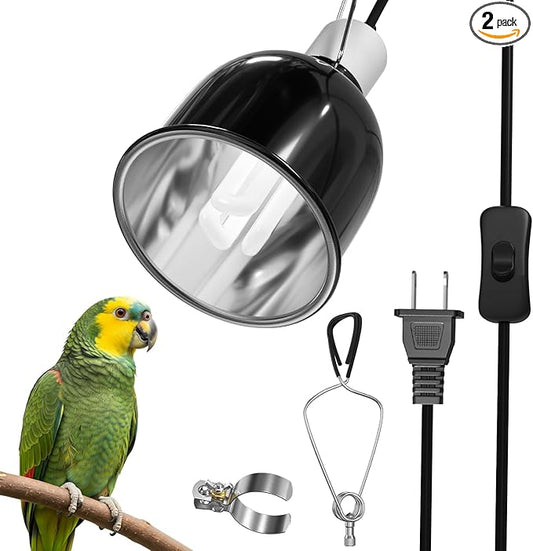 GlowUp Bird Cage Light Fixture Combo Kit, Deep Dome Lampshade with 2.4% UVB Bulb 20W, Bird Light for Captive Birds, Reptiles