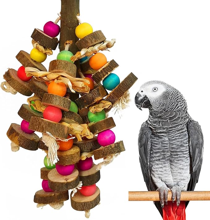 Bird Toys, Parrot Toys Natural Peppered Wood Bird Chew Toys for Small and Medium-Sized Parakeet,Cockatiel,Conures,Lovebirds Macaws,African Grey,Cockatoos,Amazon Parrots,Aviary Hanging Toys