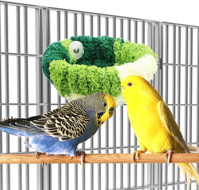 LIOOBO Winter Bird Nest for Cage - Cozy Parakeet Bed with Soft Fleece Lining Easy Cage Mounting Bird Sleeping Hut for Parrots and Small Birds Comfortable Nesting and Breeding Hideaway 6.69X6.69X3.93In