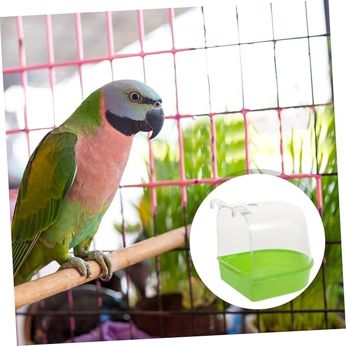 HANABASS Parrot Shower Box Bird Bath for Cage Small Parakeet Bathing Tub with Smooth Edges 5.31X5.11X4.92 Inches Plastic Bird Cage Accessory