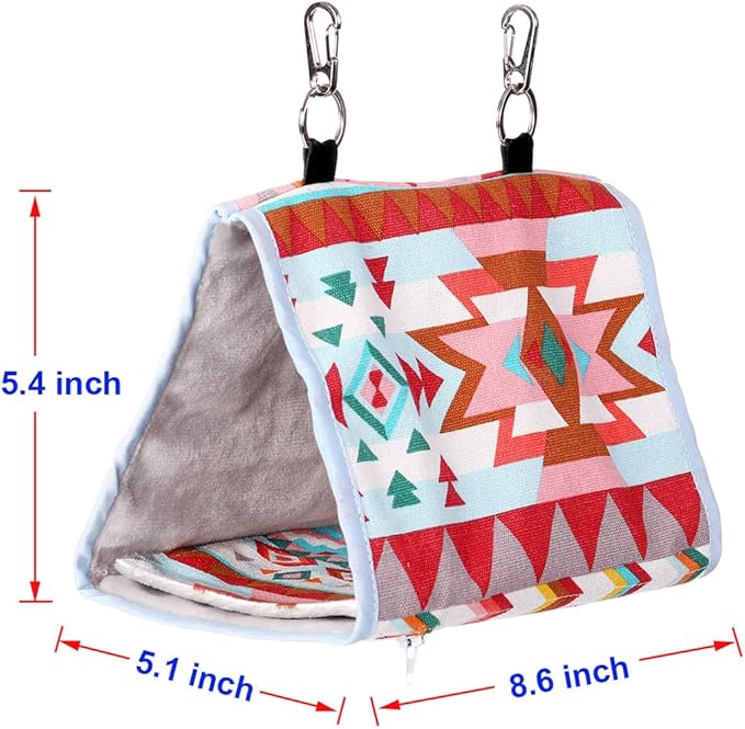 Bird Nest Snuggle Hut,Parrot Habitat Cave Hanging Tent for Small Medium Parrots Budgies Eclectus Parakeet Cockatiels Lovebird African Grey (Pink Ethnic, S)