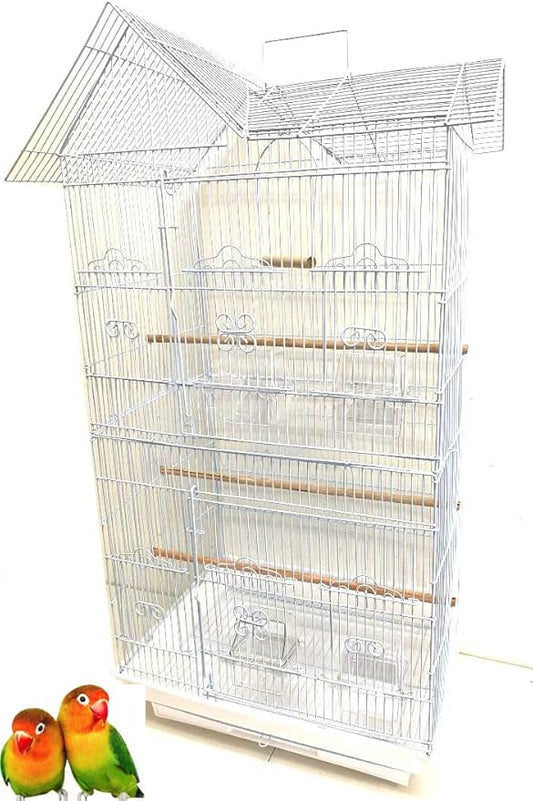 37-inch Portable Hanging Medium Flight Bird Cage for Cockatiel Sun Quaker Parakeet Green Cheek Conure Parrotlet Finch Canary Budgie Lovebird Small Parrot Travel Bird Cage