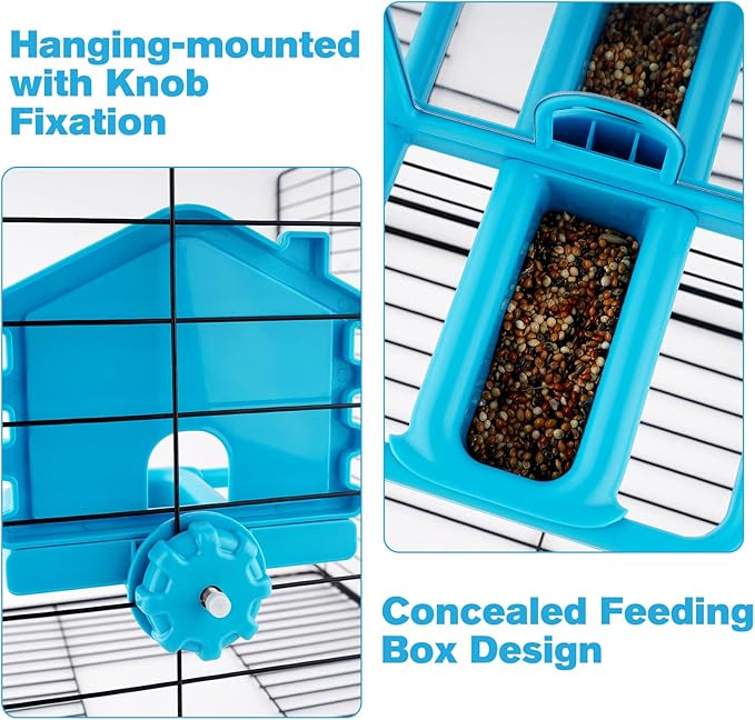 3 in 1 Bird Mirror with Perch Stand,Parrot Mirror for Cage,Bird Swing Toys for Cockatiels,Lovebirds,Conures,Parakeets-Helps Birds Release Stress (Blue)