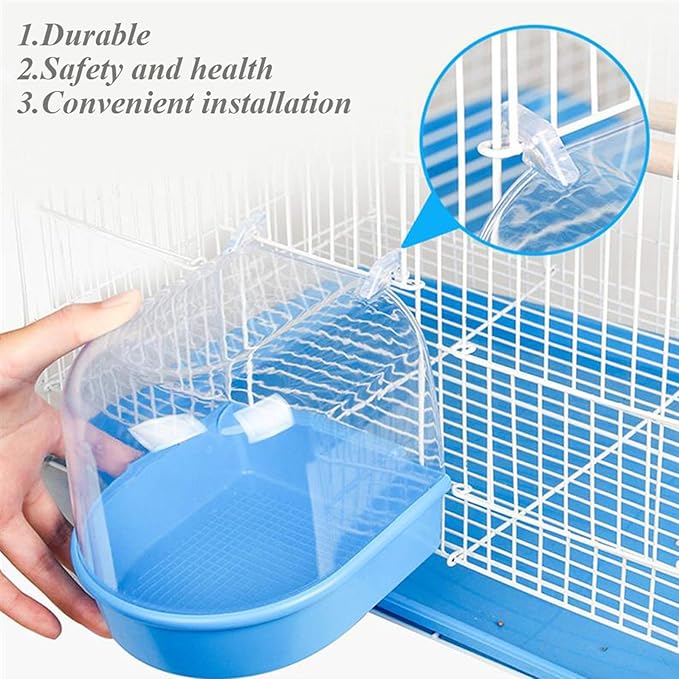 kathson Parrot Bath Box Bird Cage Accessory Supplies Bathing Tub Bath for Parakeet Pet Brids Canary Budgies Parrot (Random Color)