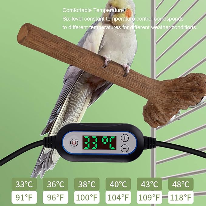 5W Heated Bird Perch Stand Heating Solution for Parrots, Birds, Hamsters with Environment, Heating Pole for Cozy Living