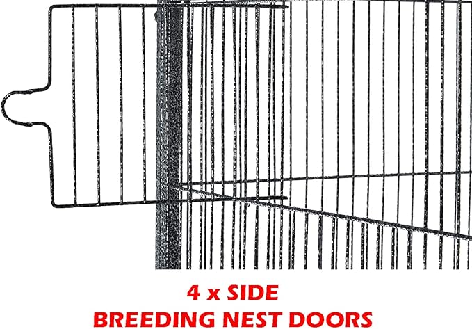 70" Extra Large Bird Parrot Flight Breeder Cage Side Breeding Nest Box Door Double Feeder Cups Easy Pull Out Metal Grate and Washable Tray with Removable Rolling Stand