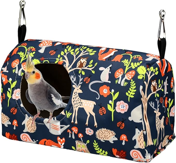 ShuRung Parrot Cockatiel Warm House Bird Nest Bed Winter Hanging Hammock Birds Sleeping Bed Parrot Hideway Bed Polyester Fabric for Parrot Parakeet Cockatiels Budgies Lovebird African Grey (S)