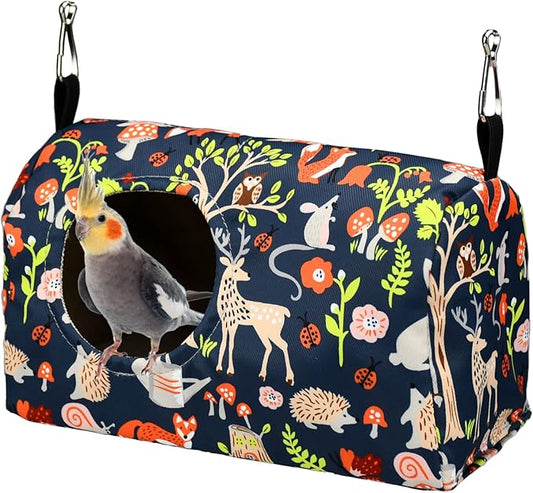 ShuRung Parrot Cockatiel Warm House Bird Nest Bed Winter Hanging Hammock Birds Sleeping Bed Parrot Hideway Bed Polyester Fabric for Parrot Parakeet Cockatiels Budgies Lovebird African Grey (S)