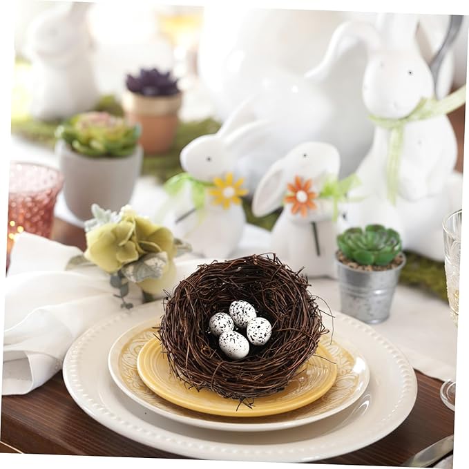 Ipetboom Artificial Bird Nest, 4pcs Imitated Bird Nest Birds Egg Nest Rattan Bird Nest Simulation Twig Bird Nest