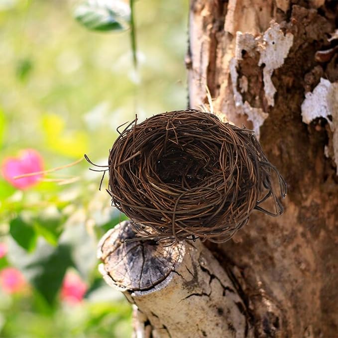 ONEST 30 Pieces Small Faux Bird Nest with Eggs Artificial Rattan Birds Nest for Easter Wedding Home Party Christmas Tree Decoration