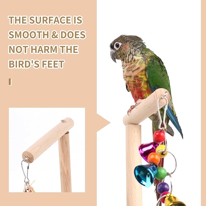 Bird Playground, Playstand for Parrot Cage Accessories (A Ladder with chew Toy)