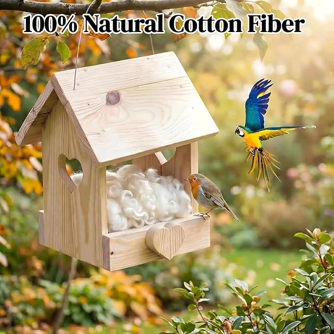 Natural Nesting Material,100% Natural Cotton Fiber,Eco-Friendly Animal Bedding,Bird Nesting Material for Hummingbirds,Parrots,Squirrels,Hamsters,Other Wild Birds & Animals,Gifts for Bird/Nature Lovers