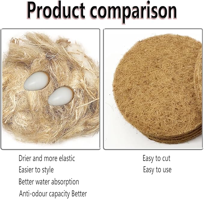 Natural Mixing Bird Nesting Materials,4 Kinds of Material Professional Ratio Matching Nesting Material Pads for Bird,Bird Nesting Material for Budgie,Parrot,Finche,Canaries,Other Birds（1.4oz/40g）