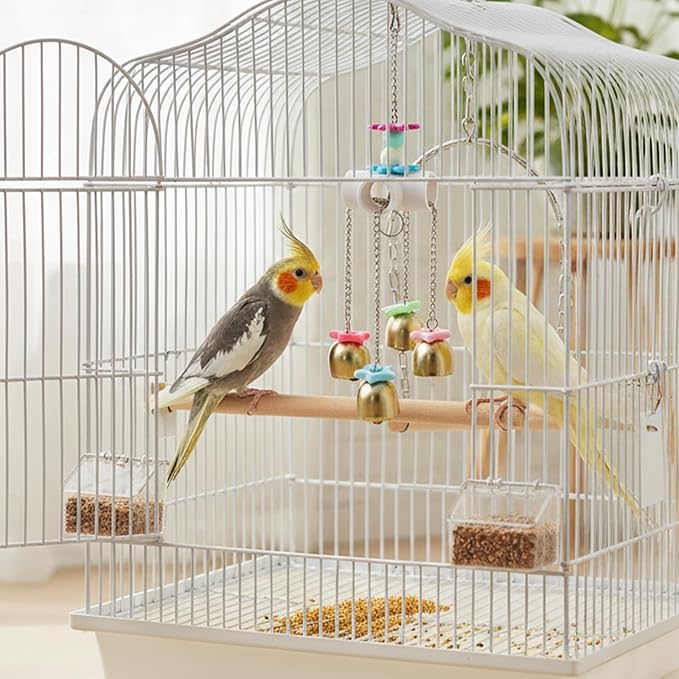 Parrot Bell Toys Bird Parrot Cage Hanging Bells Toys for Budgie, Cockatiels, Conures, and Lovebirds