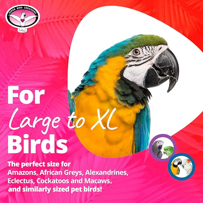 Super Bird Creations - SB477 XL Woodpile Bird Toy - Vibrant Bird Toys for Macaws, African Greys, Cockatoos, Eclectus, Parrots - Enriching Bird Toy with Chewable Elements - Large to XL Bird Size