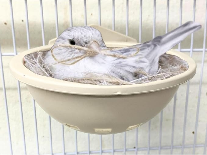 Plastic Bird Nests with Bird Nesting Pad - Round Bird Nest for Cage, Bird Nest House Mounted Inside Cage, Plastic Canary Nest Perch, Goldfinches, Finches and Exotic Birds Pack of 3