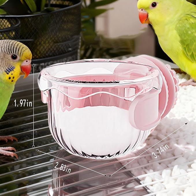 Parrot Feeder Set - 2-Piece Hanging Parrot Feeder for Bird Cages, Suitable for Cockatiels, Lovebirds, Macaws, and Other Pet Birds (Pink)