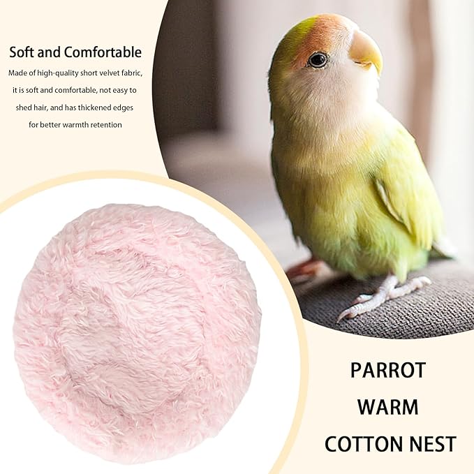 Bird Cotton Nest, 4.33in Bird Sleeping Tool with Thickened Edge Shell Parrot Warm Nest Mat Warm Pad for Lovebirds, Budgies, Parakeets, Cockatiels Medium Size Bird Accessories