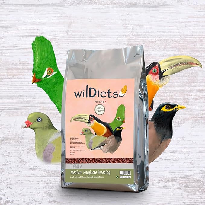 Psittacus Medium Frugivore Breeding 6.6 lb | Low-Iron Breeding Pellet Diet for Medium Sized Fruit Eating Softbills Toucans Mynahs Turacos | Premium Food for Birds, 100% no-GMO