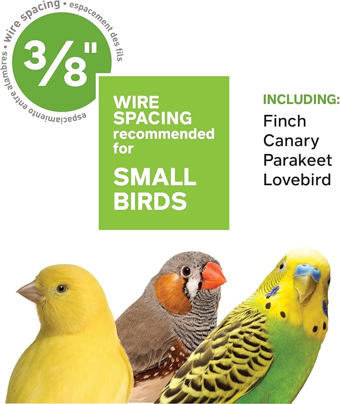 Prevue Pet Products South Beach Dome Top Bird Cage - Ideal for Parakeets, Finches, Budgies, & Canaries, Small & Portable Indoor Bird Cage, Functional Permanent or Travel Bird Cage - White & Teal
