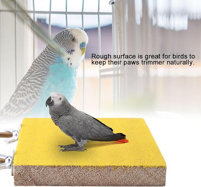 Wood Bird Perch Stand Platform Bird Cage Corner Shelf Grinding Clean Bird Playground for Hamster Squirrel Standing Sleeping Chewing (Yellow Long Edge Screw)